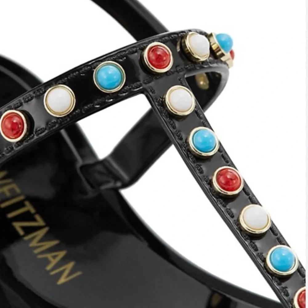 Stuart Weitzman Sawyer Sandals Jelly Thong Strappy Multicolor Charms Slingback - Picture 3 of 8